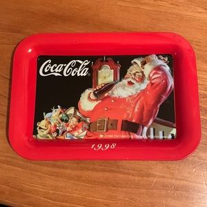 Collectible Coca Cola Santa Tin Tray Christmas Holiday